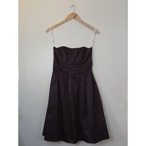 Davids Bridal Plum Strapless A Line Dress Womens Size 4 Sweetheart Wedding Guest